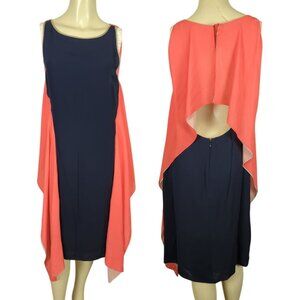 BCBG Max Azria Runway sleeveless blue‎ orange Summer draped open back dress S